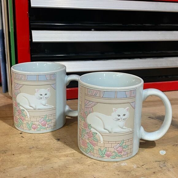 Set of 2 Vintage Otagiri Cat Mug, Curtis Swann Design 1980s - Picture 1 of 4